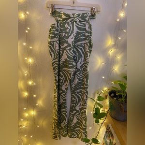 y2k flared cutout green zebra pants